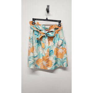 Lilly Pulitzer Women's Do The Wave 100% Silk Orange/Blue Seashell Skirt, Size L